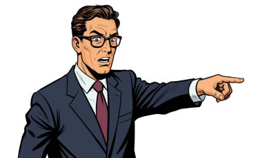 Takım Elbiseli Kızgın Adam Birilerine ya da Bir Şeylere İfade Veriyor