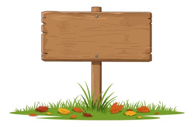 Sonbahar Yaprakları Arasında Kırsal Ahşap İşareti