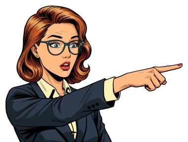 İş Kadını Sağ Tarafına Yönü ya da Fırsatı Gösteriyor