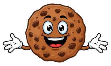 Neşeli bir Çikolatalı Kurabiye Açık Kollu Çizgi Film Karakteri