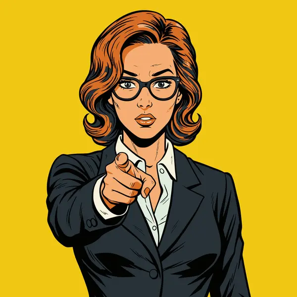 Gözlüklü Ciddi Kadın Parmağını sana doğrultuyor