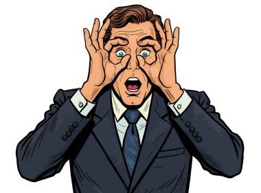 Endişeli Adam Şok ve Dehşet içinde Parmaklarından Bakıyor