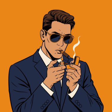 Adam Takımlı Çakmakla Puro Yakıyor