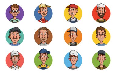 Çeşitli Başlık Seçimleri Olan Çeşitli Çizgi Film Adamları Koleksiyonu