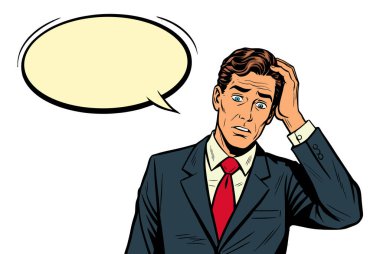 Takım Elbiseli Adam Kafası Karışık Şüpheci Düşüncelere Sahip