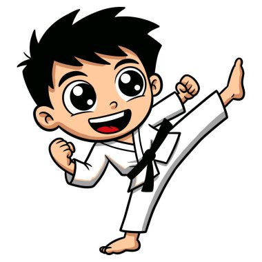 Genç bir Karate Öğrencisi Dövüş Sanatları Yeteneğini Gösteriyor