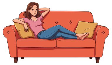 Bir kadın evdeki koltukta dinleniyor.