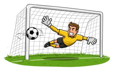 Heyecan verici Oyun Günü Anlarında Kaleci Futbol Topu Kaydediyor