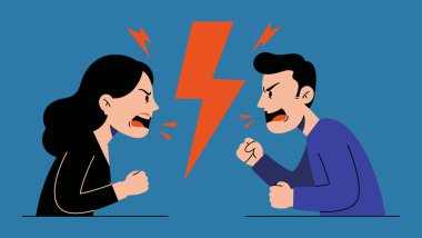 Birbirlerini suçlayan ve birbirine bağıran çiftler.