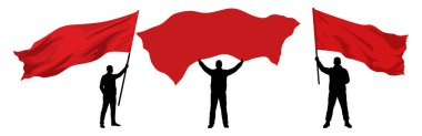 Kırmızı Bayraklı İnsanlar Protesto ya da Devrimci Hareketleri Gösteriyor