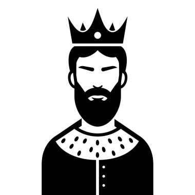 Görkemli bir tacı ve uzun sakalı olan saygıdeğer kral.