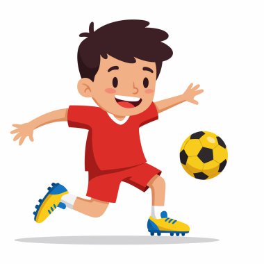 Güneşli bir günde Futbol Topu Tekmeleyen Çocuk