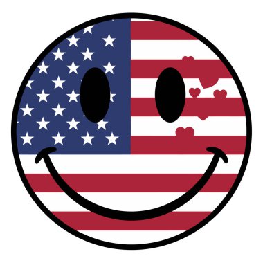 ABD Bayrağı Gülen Vatansever Bağımsızlık Günü Kutlaması Grafik Sanatı