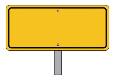 Metal bir direkte yuvarlak köşeli sarı bir tabela