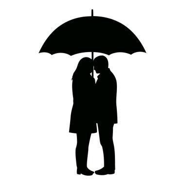 Soyut İfade Yağmurunda Şemsiye Altında Aşıklar