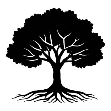 Dalları ve kökleriyle Muhteşem Sembolik Ağaç Silueti