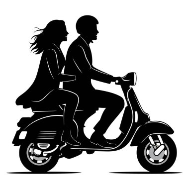 Scooter 'a binen Bir Çiftin Silueti