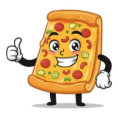 Sevimli Dikdörtgen Pizza Karakteri Başparmakları Yukarı Çeken Hareketler Tasarımı