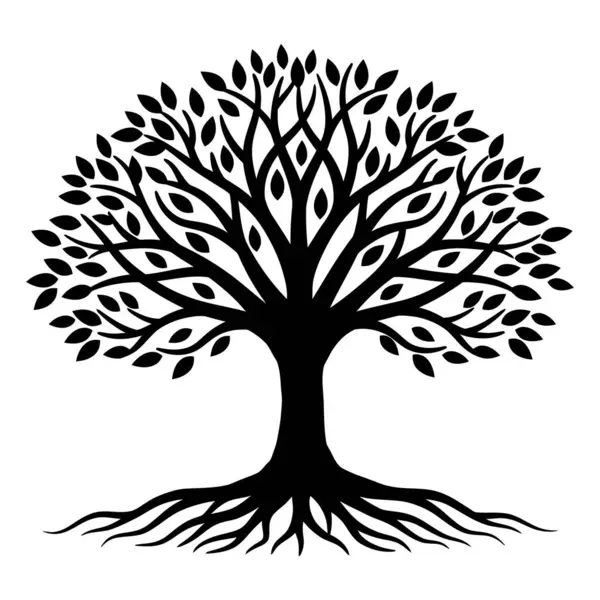 Dalları Yaprakları ve Kökleri olan Basit bir Kara Ağaç