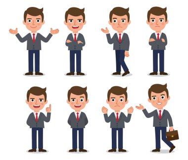 Vektör Biçiminde Kendine Güvenen İşadamının Farklı Hareketleri