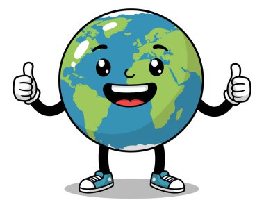 Bir Çizgi Dünya Karakteri İki Başparmak Kalkmış Çizim Yapıyor