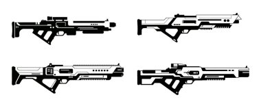 Gelecekteki Saldırı Tüfekleri Piksel Sanat Bilimkurgu Silahları Tasarımı
