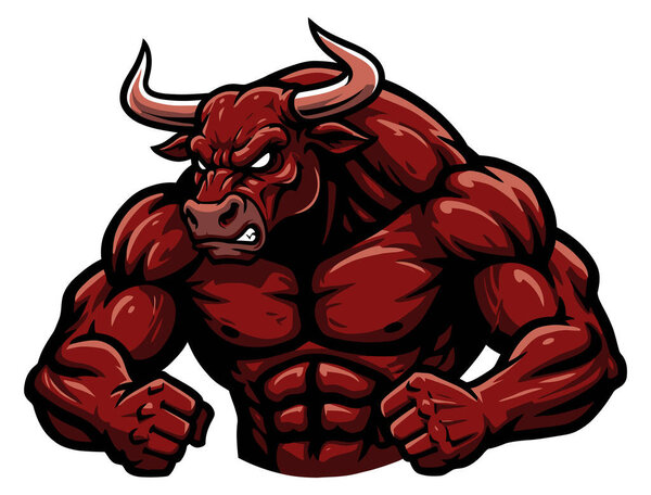 Мощный и мускулистый Ред Булл, готовый к битве