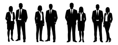 Siluet Takım Çalışması İş Meslektaşları ve Profesyonellerin Çizimi