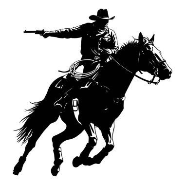 Vahşi Batı 'da At Süren Kovboy Silahı Nişan Aldı