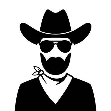 Kovboy Silueti Etiketler ve Posterler için Grafik Sanat Tasarımı