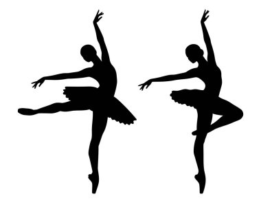 Siluet Balerinler Ahenkli Bir Performansta Zarifçe Dans Ediyorlar