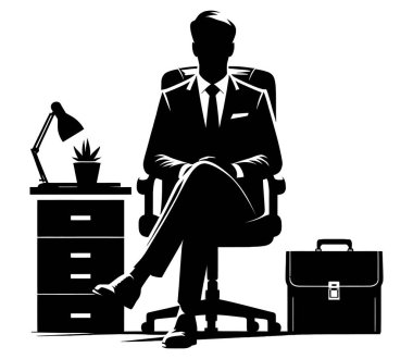 Yönetici Silueti Ofis Sandalyesinde Evrak Çantası Yanında