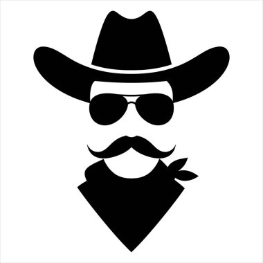 Vahşi Batı Kanun Kaçağı Şapkalı ve Bandanalı Portre