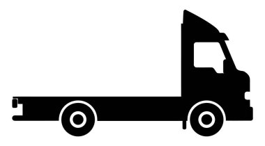 Bir Flatbed Truck Silueti Malzemeleri Taşıma Malzemelerini Teslim Ediyor