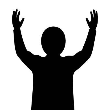 Bir siluetin silueti Ellerini yukarı kaldırıyor