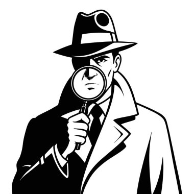 Büyüteç Klasik İllüstrasyon Dedektiflik Soruşturması