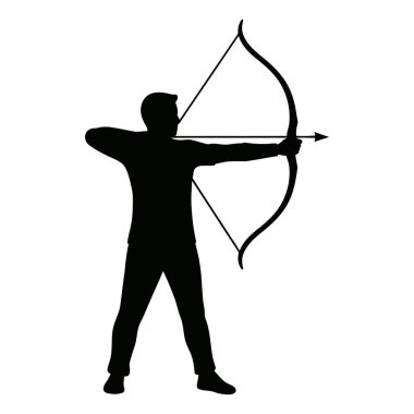 Okçu Nişan Alma ve Ateş Oku Silueti