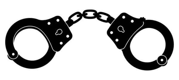 Черно-белый образ металлических наручников