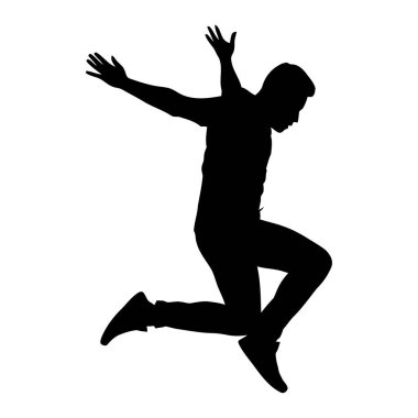 Dinamik Sıçrama Hareketi Yapan Bir Adamın Silueti