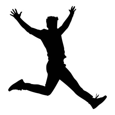 Neşeli ve Mutlulukla Zıplayan Bir Adamın Silueti