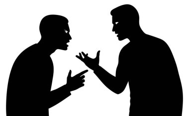 Birbiriyle Şiddetle Tartışan İki Adamın Siluet Görüntüsü