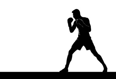 Karanlıkta Yumruklamaya Hazır Boks Siluet Dövüşçüsü