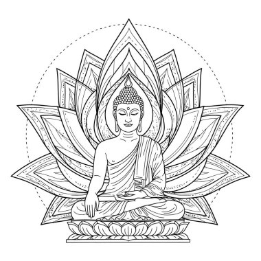 Nilüfer çiçeğindeki dingin Buda Basit Manevi Düşünce Görüntüsü