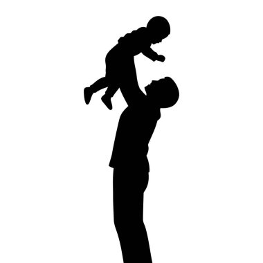 Baba ve Bebek Babalığı Çocukluğu Seven Neşe Silueti