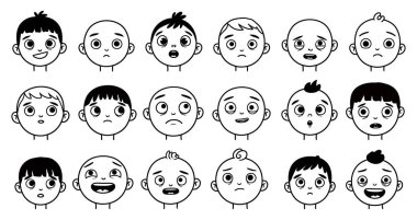 Şeffaf arkaplanda bebeğin çeşitli ifadeleri