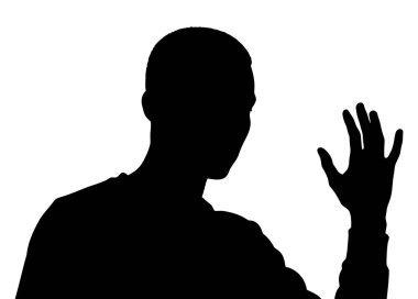 Gölgeli figür selamla ya da elveda diyerek elini sallıyor