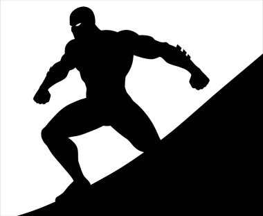 Karanlık Koruyucu Siluet 'te bir dağa tırmanır.