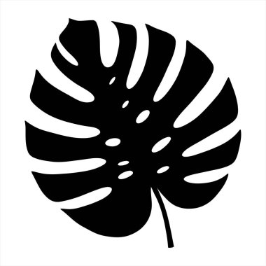 Canavar Deliciosa Bitki Yaprağı Siyah ve Beyaz Siluet