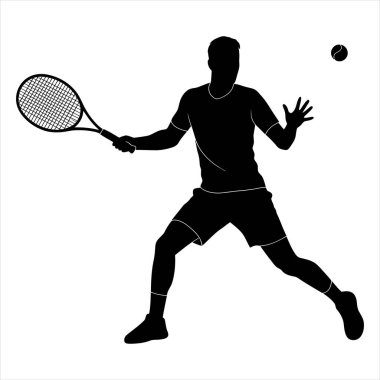 Tenis oyuncusunun silueti. vektör illüstrasyonu