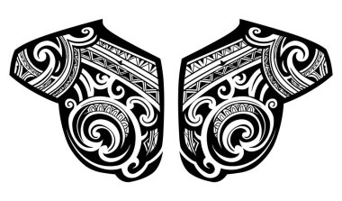 Geometrik Maori Kabilesi Omuz Dövmesi Tasarımı Siyah